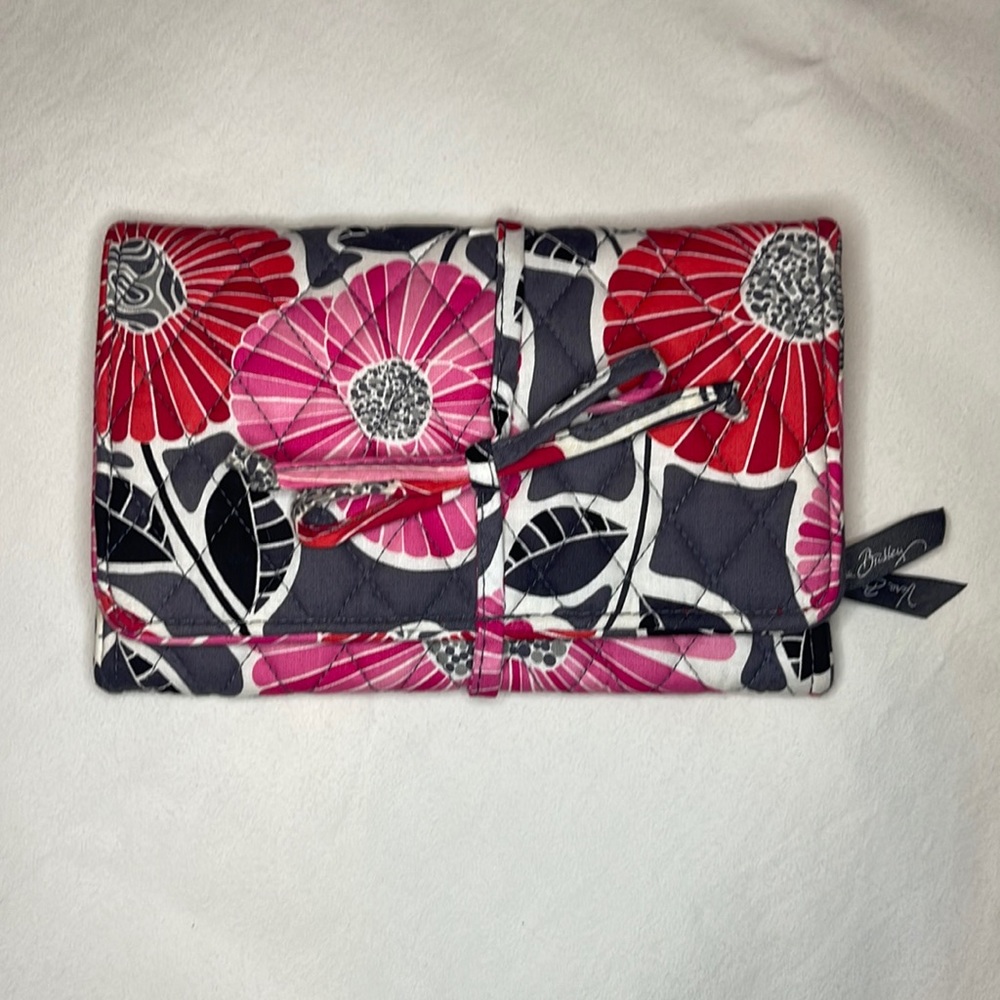 Vera Bradley Trifold Travel Bag 8x6 Tie Closesure Detachables Cherry Blossom